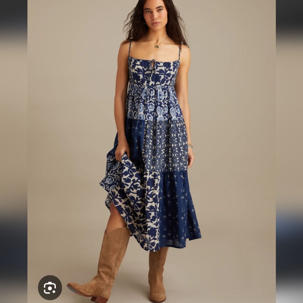 Lucky Brand Blue and White Midi Dress